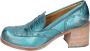Moma Vintage Leder Loafers Green Dames - Thumbnail 2