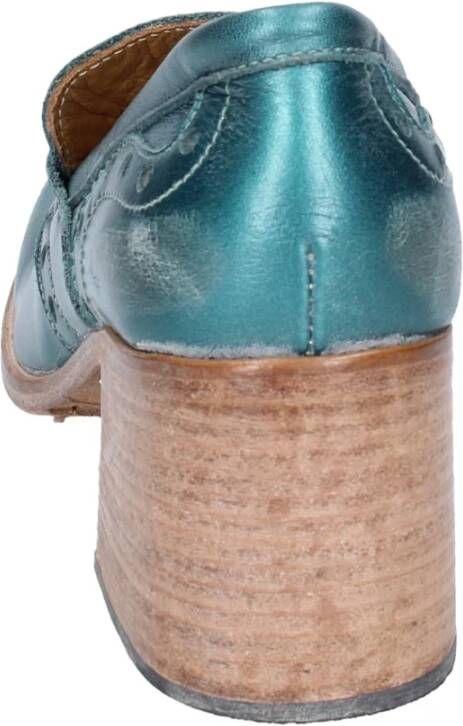 Moma Vintage Leder Loafers Green Dames