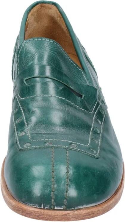 Moma Vintage Leder Loafers Green Dames