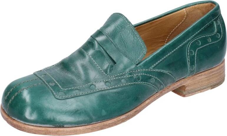 Moma Vintage Leder Loafers Green Dames