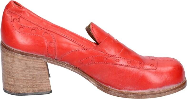 Moma Vintage Leren Loafers voor Vrouwen Red Dames