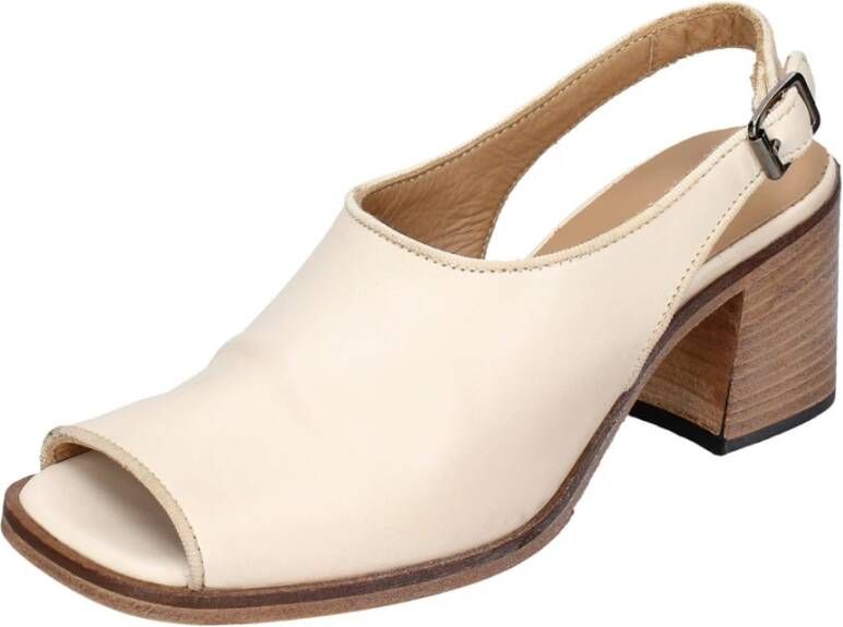Moma Vintage Lederen High Heel Sandalen White Dames