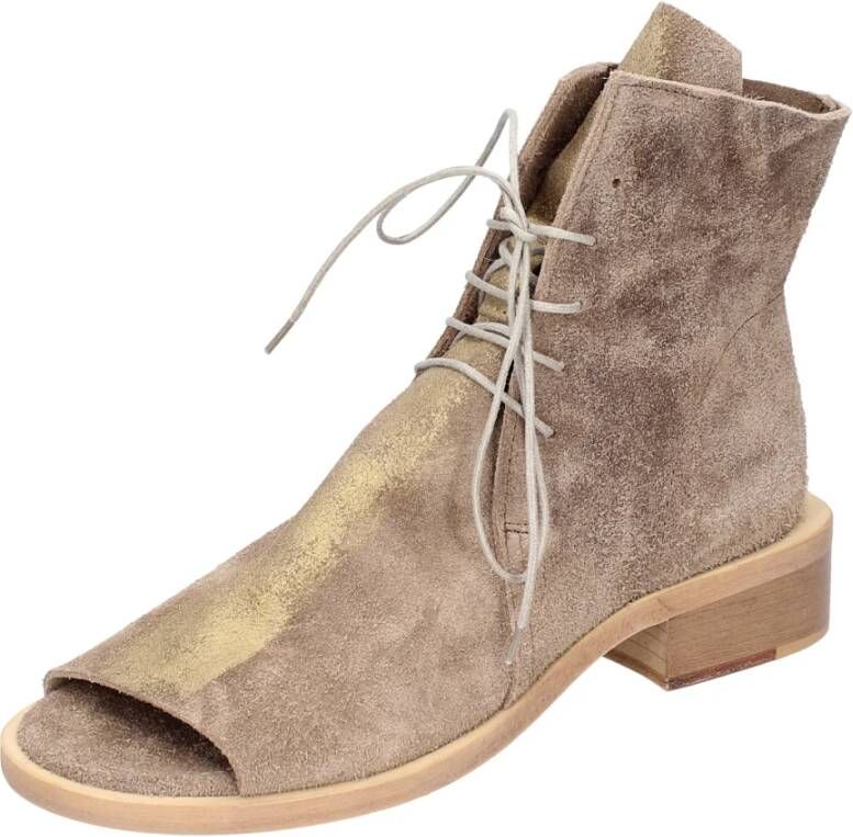 Moma Vintage Suède Enkellaarzen Brown Dames