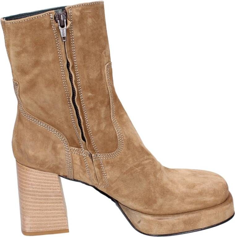Moma Vintage Suède Enkellaarzen voor Vrouwen Brown Dames