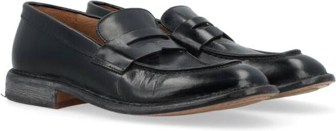 Moma Vintage Zwart Leren Loafer Black Heren