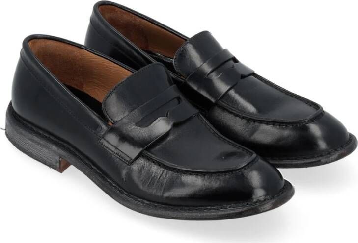 Moma Vintage Zwart Leren Loafer Black Heren