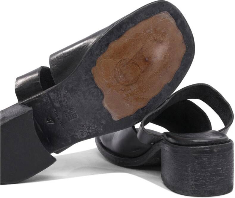 Moma Zwarte Leren Sandalen Stijlvol