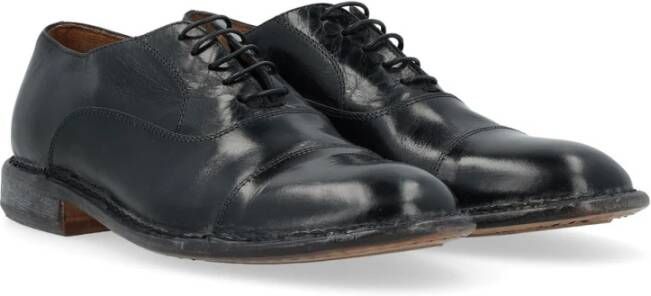 Moma Zwarte Vintage Leren Oxford Schoenen Black Heren