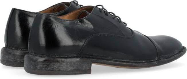 Moma Zwarte Vintage Leren Oxford Schoenen Black Heren