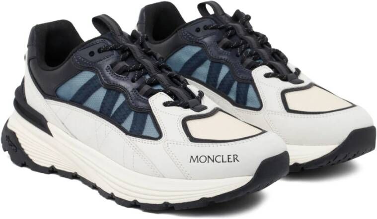 Moncler Beige en Multikleur Kalfsleren Lite Runner Sneakers Wit Heren