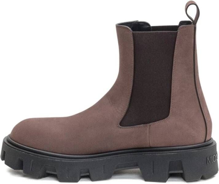 Moncler Beige Enkellaarzen Elastische Zijpanelen
