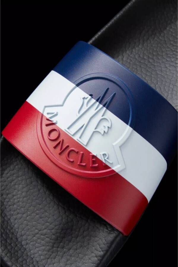 Moncler Blauwe Tricolor Slide Sandalen Blue Heren