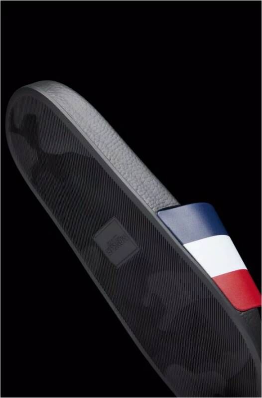 Moncler Blauwe Tricolor Slide Sandalen Blue Heren