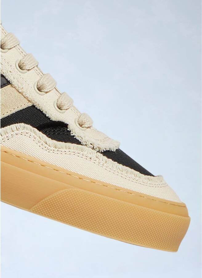 Moncler Canvas Leren Sneakers Ronde Neus Beige Heren
