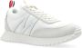 Moncler Lage Top Sneakers Wit Leer Logo Patch Ronde Neus Veters Rubberen Zool Gray Heren - Thumbnail 2