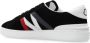 Moncler Navy Blue Red and White Calf Suede Monaco M Low Top Sneakers Zwart Heren - Thumbnail 8