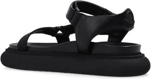 Moncler Platte Zwarte Sandalen Zwart Dames