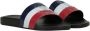 Moncler Zwarte Zwembad Slippers met Tricolor Band Black - Thumbnail 4