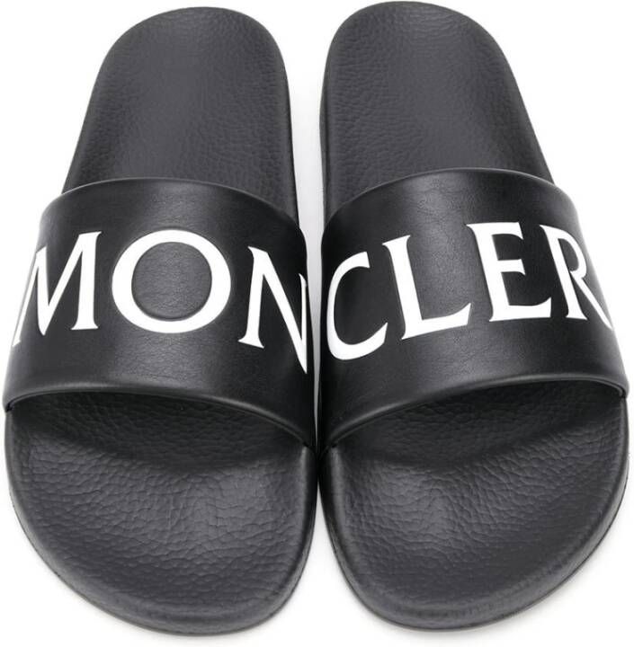 Moncler Logo-Print Slides Stijlvol Ontwerp Zwart Heren