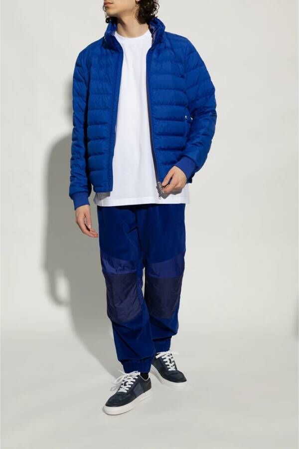 Moncler Marineblauwe en witte leren sneakers Blauw Heren