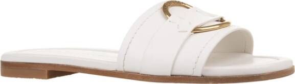 Moncler Witte Leren Slides Bell Stijl White Dames