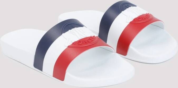 Moncler Witte Slides Breed Tricolour Band Multicolor Heren
