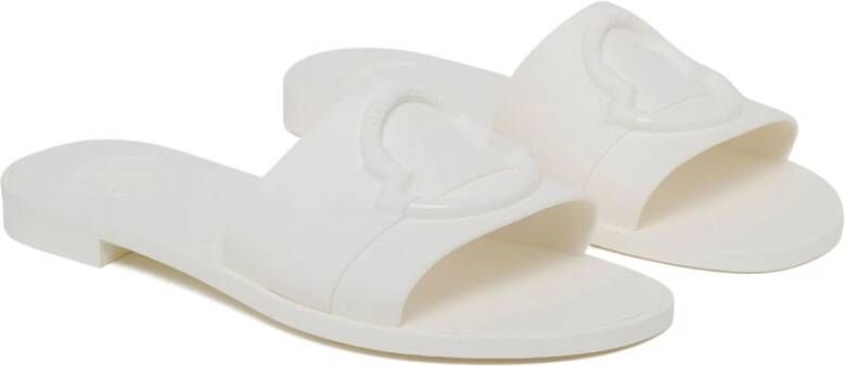 Moncler Witte Slides met 3D Logo Band Beige Dames