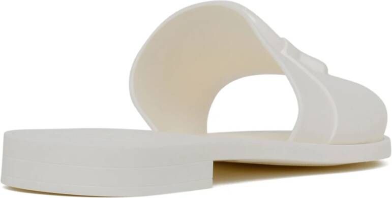 Moncler Witte Slides met 3D Logo Band Beige Dames