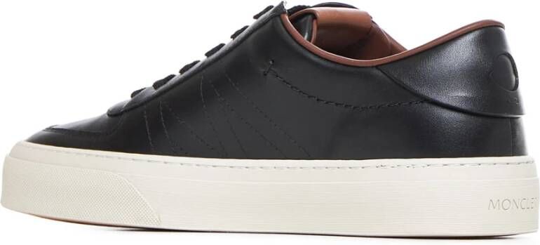 Moncler Zwarte Leren Lage Sneakers Black Heren