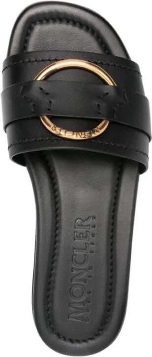 Moncler Bell Lederen Platte Sandalen Black Dames
