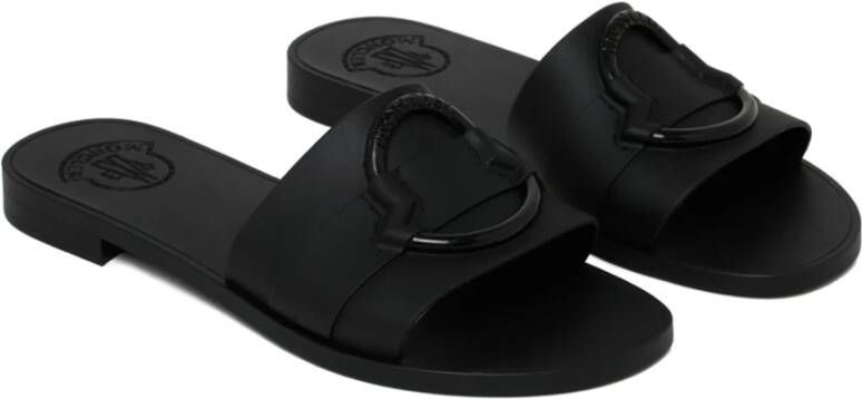 Moncler Zwarte Mon Slides met 3D Logo Black Dames