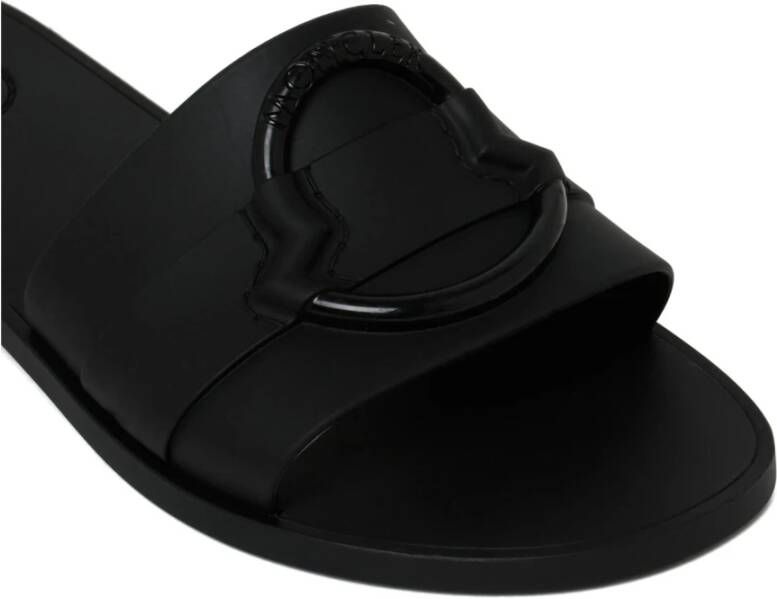Moncler Zwarte Mon Slides met 3D Logo Black Dames