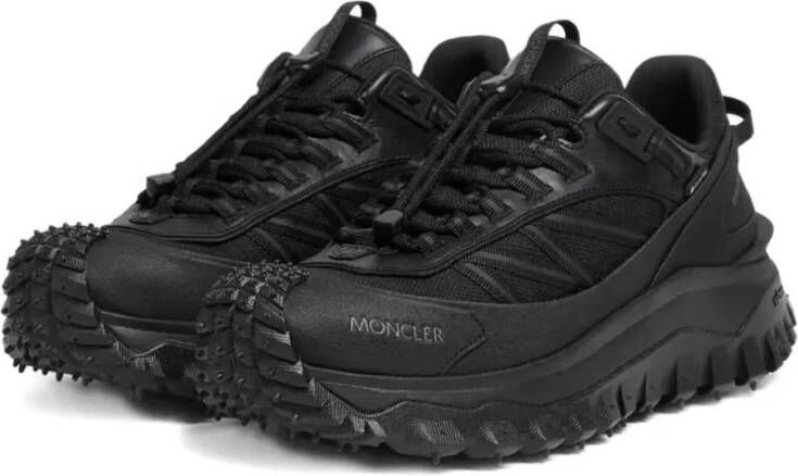 Moncler Zwarte Nylon Rubberen Zool Sneakers
