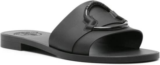 Moncler Zwarte Slide Sandalen met Logo Detail Black Dames