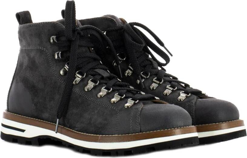 Monpiz Verouderde Carbon Suede Schoenen Gray Heren