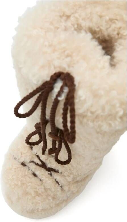 Moon Boot Beige Veterschoenen met Platte Rubberen Zool