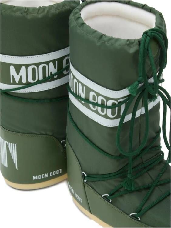 Moon Boot Bosgroene Veterschoenen met Rubberen Zool