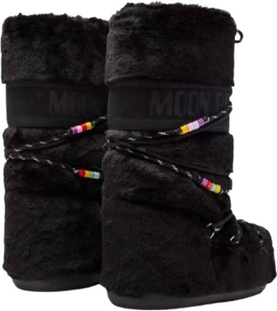 moon boot Kunstfell-Perlen Crème Winterlaarzen Black Dames