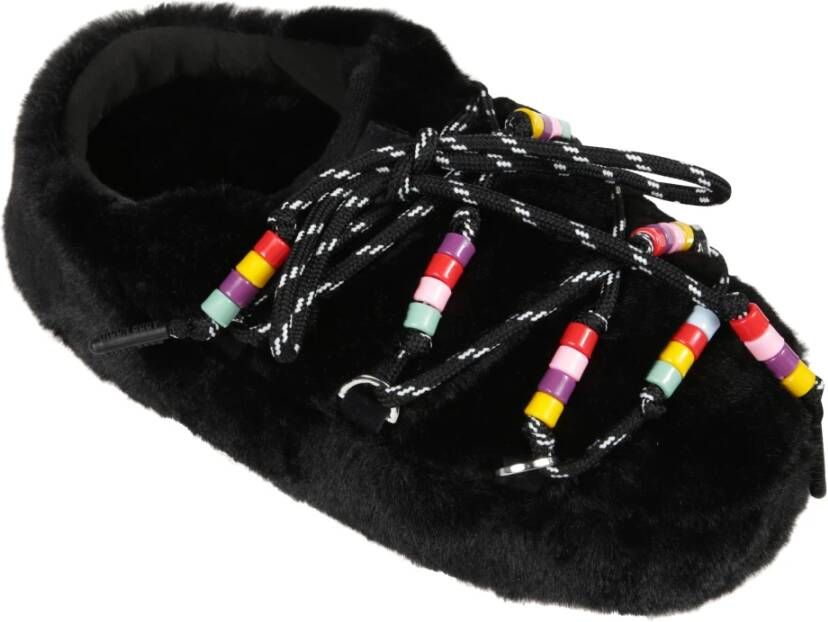 moon boot Faux Fur Beads Mule Black Dames