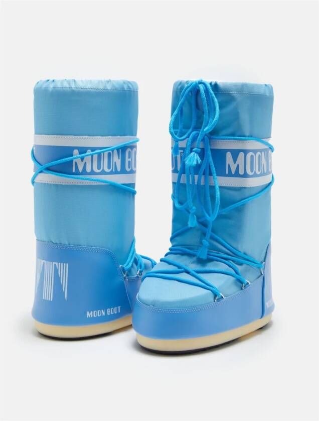 moon boot Hoge Iconische Nylonlaarzen Alaskan Blue Dames