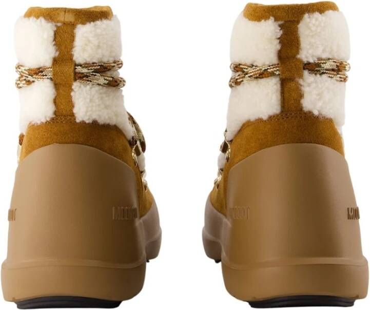 Moon Boot Leren Luna Laarzen in Bruin Wit