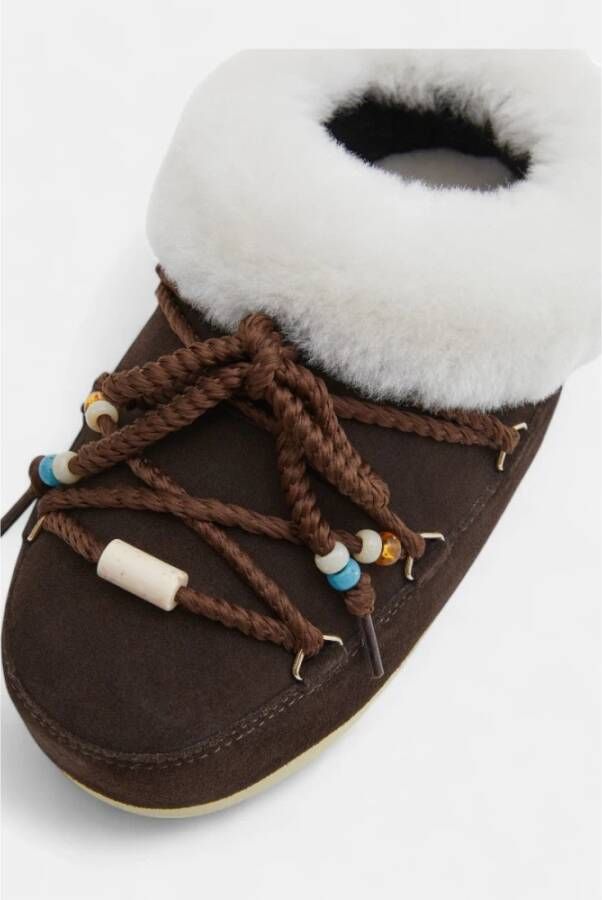 moon boot Suède Mule met Faux-Fur Voering Brown Dames