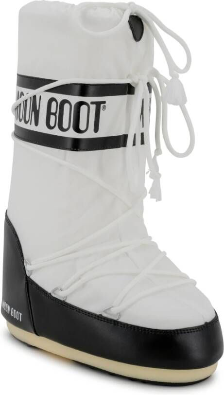 moon boot Tweekleurige platte schoenen met logoprint White Dames