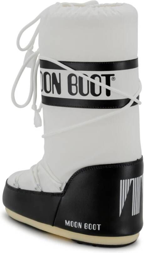 moon boot Tweekleurige platte schoenen met logoprint White Dames