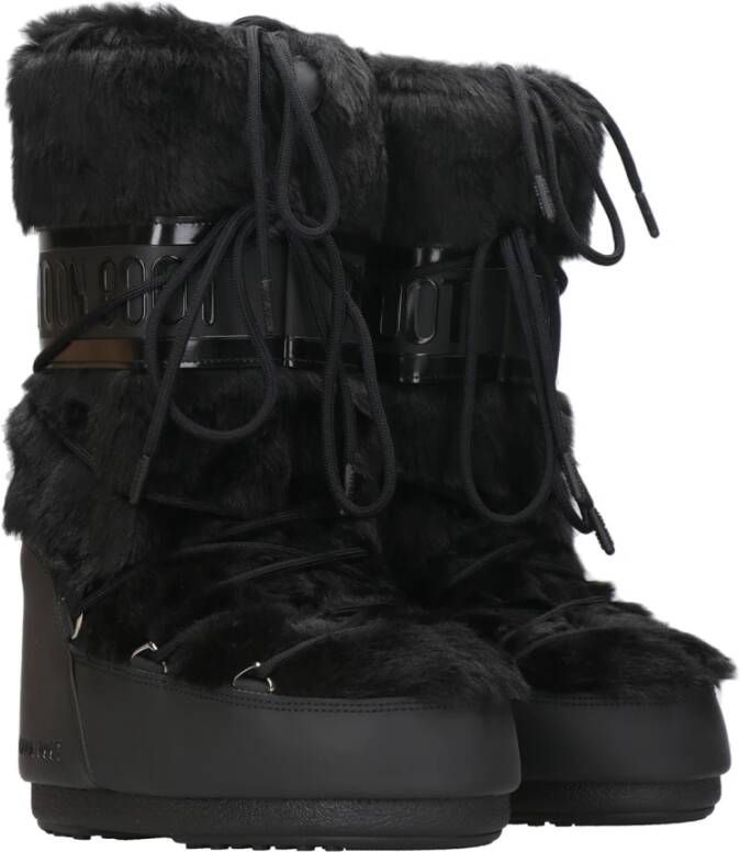 moon boot Zwarte Eco-Bont Waterdichte Winterlaarzen Black Dames