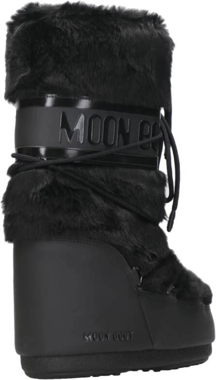 moon boot Zwarte Eco-Bont Waterdichte Winterlaarzen Black Dames