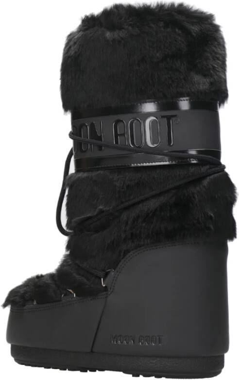 moon boot Zwarte Eco-Bont Waterdichte Winterlaarzen Black Dames