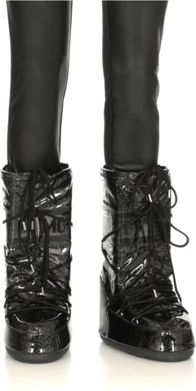 moon boot Zwarte waterdichte instaplaarzen met glitterdetails Zwart Dames