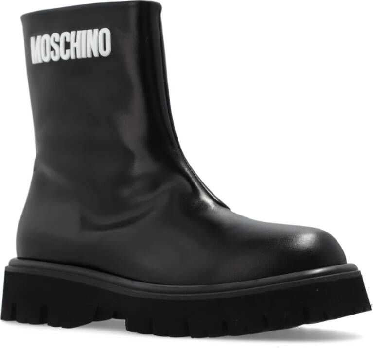 Moschino Leren enkellaarzen Zwart Dames