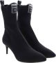 Moschino Logo Label Puntige Enkellaarzen Black Dames - Thumbnail 2